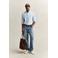 GANT regular casual overhemd met linnen lichtblauw