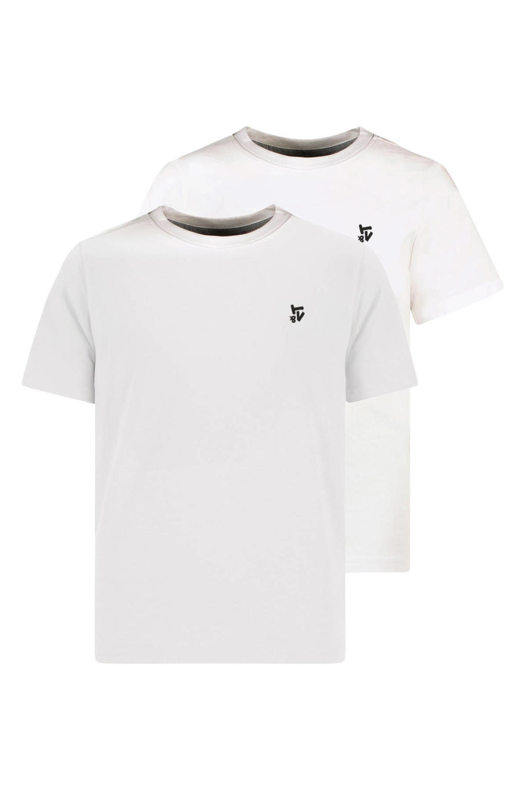 Set van 2 witte jongens TYGO & vito T-shirt van jersey met effen, korte mouwen en ronde hals