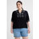 Anytime crinkle top met borduursel zwart