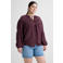 Anytime crinkle blouse met broderie-tapedetails bruin