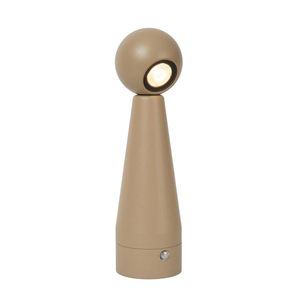 Lucide IPSOS - Oplaadbare Tafellamp - Accu/Batterij - LED Dimb. - 1x3W 2700K - Taupe