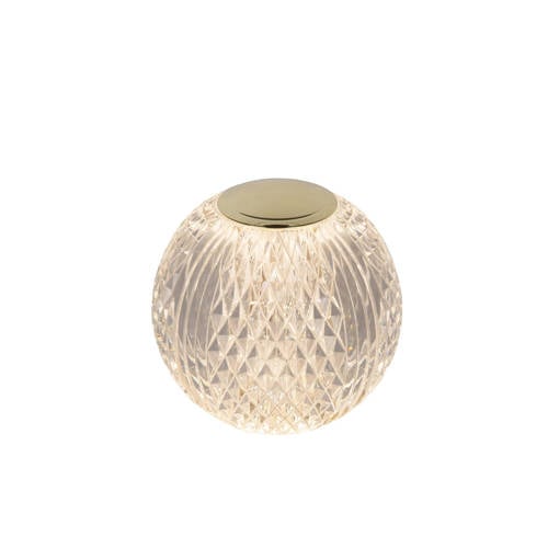 Lucide CINTRA - Oplaadbare Tafellamp - Accu/Batterij - Ø 11 cm - LED 3 StepDim - 1x2W 3000K - Transparant afbeelding