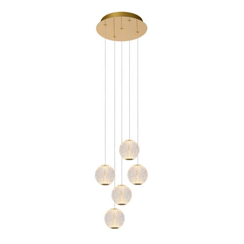 Lucide CINTRA - Hanglamp - Ø 32 cm - LED Dimb. - 5x4,7W 2700K - Transparant afbeelding