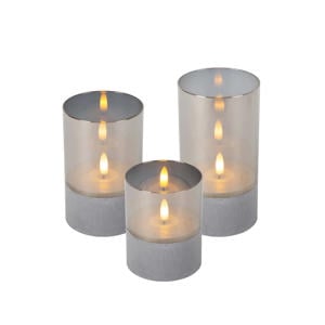 VELAS - Tafellamp - Batterijen - Ø 8 cm - LED - 3x0,2W 2700K - Fumé (set van 3)