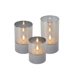 VELAS - Tafellamp - Batterijen - Ø 8 cm - LED - 3x0,2W 2700K - Fumé (set van 3)