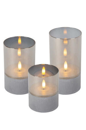 VELAS - Tafellamp - Batterijen - Ã˜ 8 cm - LED - 3x0,2W 2700K - FumÃ© (set van 3)