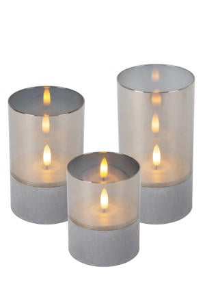 VELAS - Tafellamp - Batterijen - Ø 8 cm - LED - 3x0,2W 2700K - Fumé (set van 3)