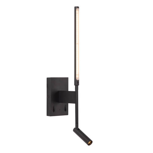 Lucide FINAN - Wandlamp - LED - 2700K - Met USB oplaadpunt - Zwart afbeelding