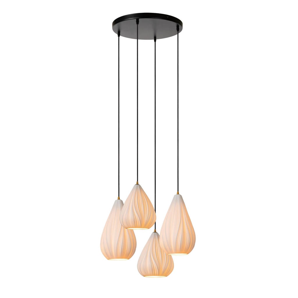 Lucide CINZIA - Hanglamp - Ø 55,5 cm - 4xE27 - Wit