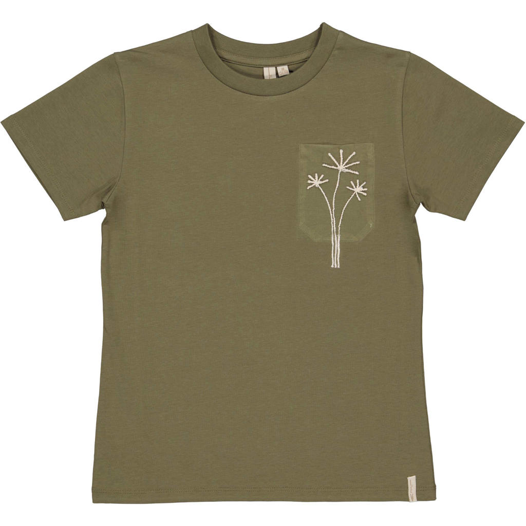 Groene meisjes LEVV T-shirt van katoen met printopdruk, korte mouwen, ronde hals en borduursels