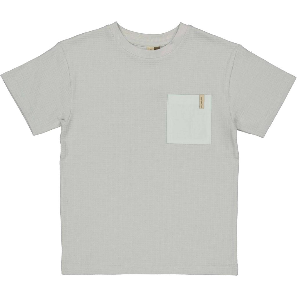 Lichtblauwe jongens LEVV T-shirt van katoen met effen, korte mouwen en ronde hals