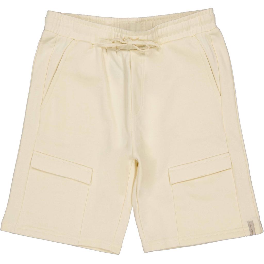 Beige jongens LEVV regular casual short van katoen met elastische tailleband met koord en effen