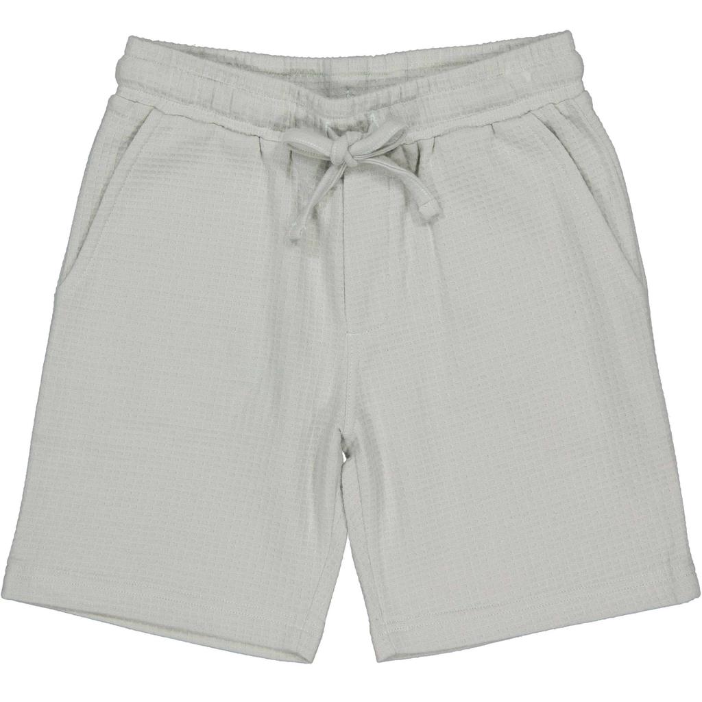 Lichtblauwe jongens LEVV regular casual short van katoen met elastische tailleband met koord en effen