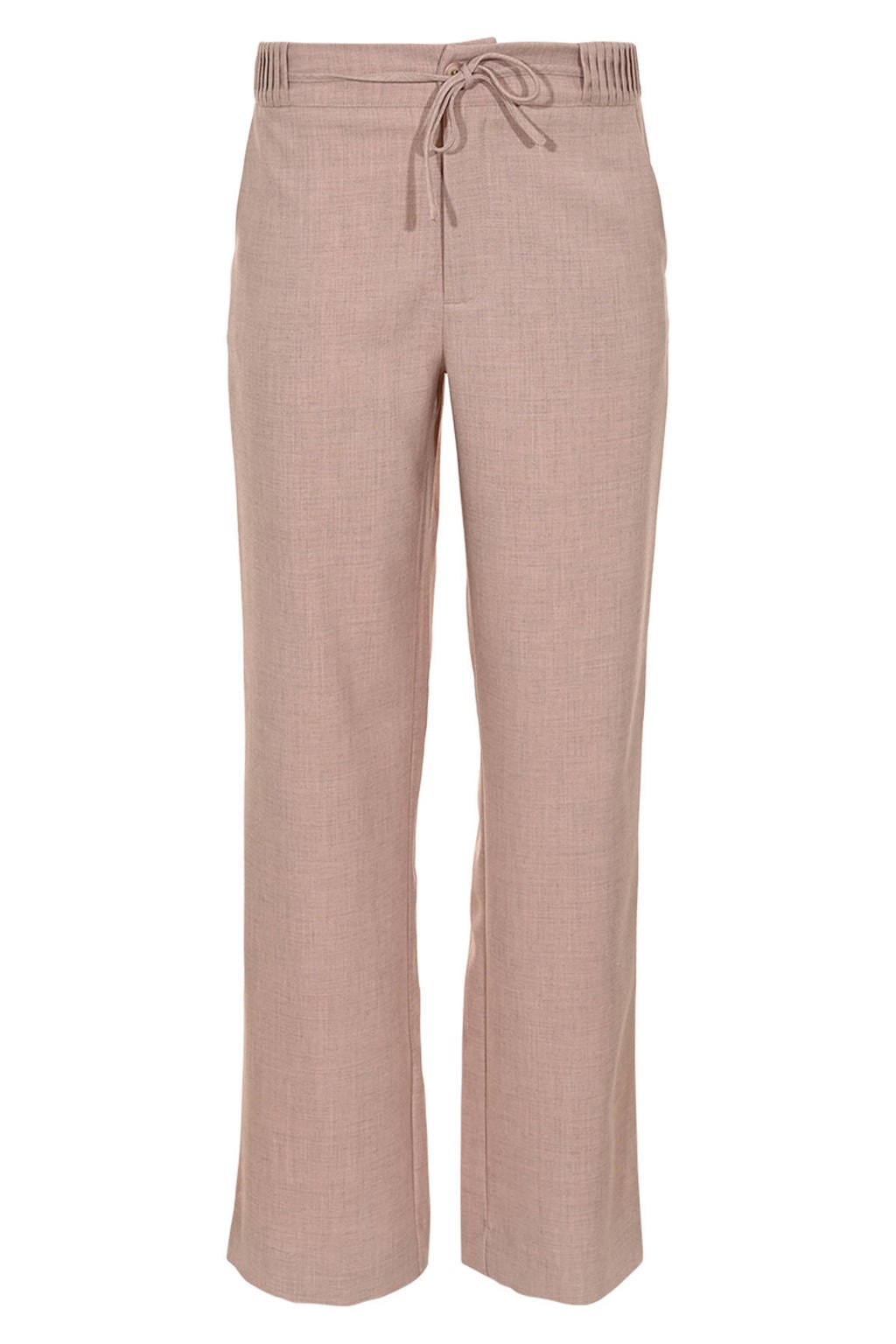 Oudroze dames Maicazz & Zizo straight high waist casual broek van lyocell met elastische tailleband met koord en effen