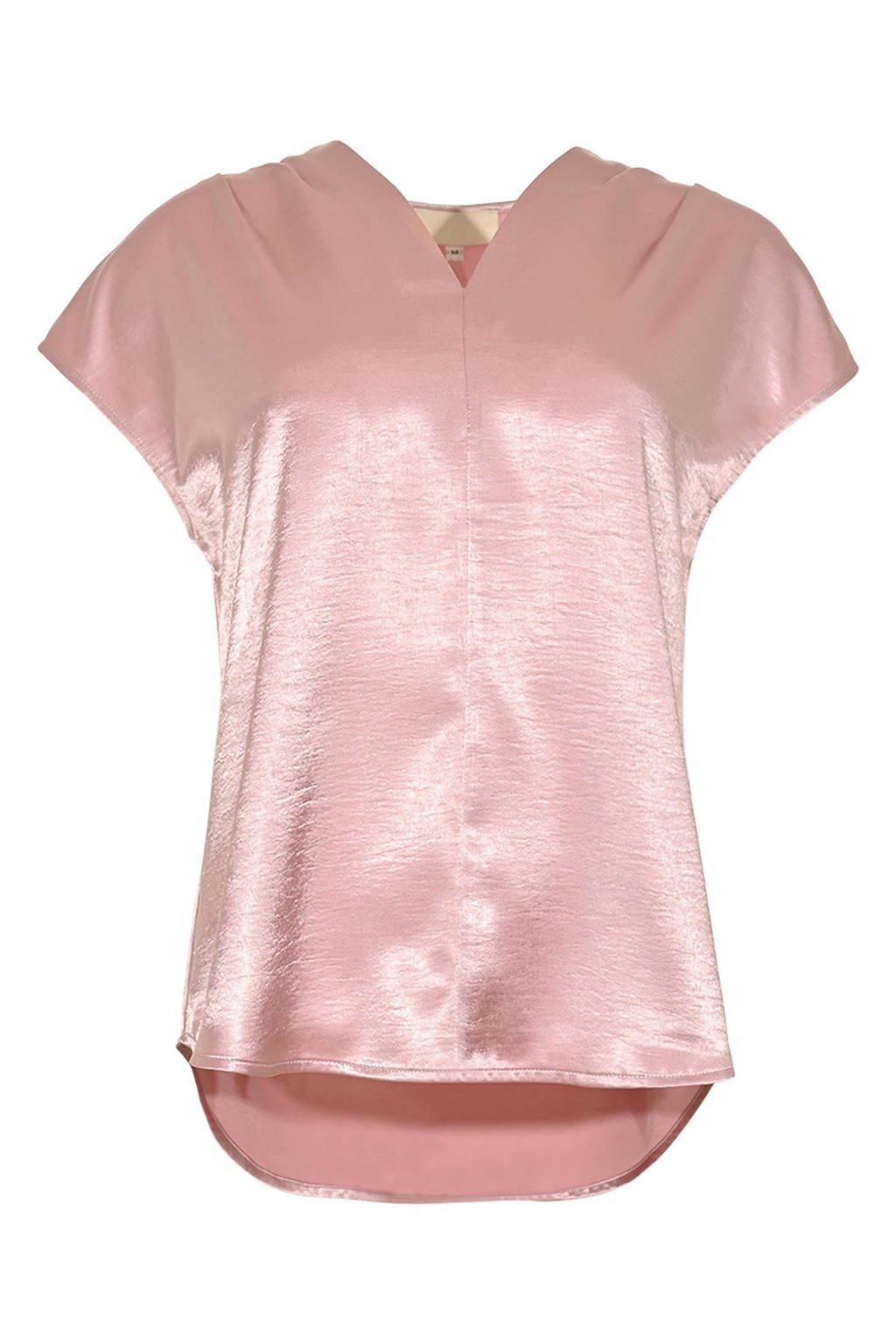 Lichtroze dames Maicazz & Zizo top van polyester met effen, korte mouwen en V-hals