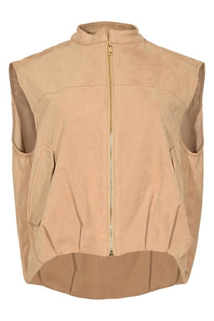 suede gilet beige