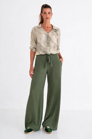 high waist casual broek donkergroen