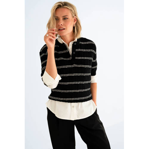 Maicazz & Zizo gestreepte pullover zwart afbeelding