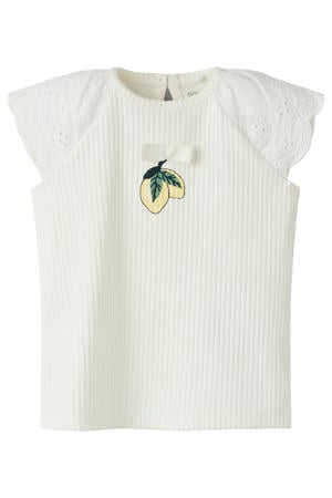T-shirt ecru broderie