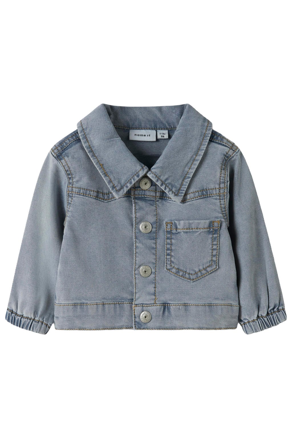 Light blue denim jongens NAME IT BABY spijkerjas van denim met effen, lange mouwen, klassieke kraag, knoopsluiting en geweven detail