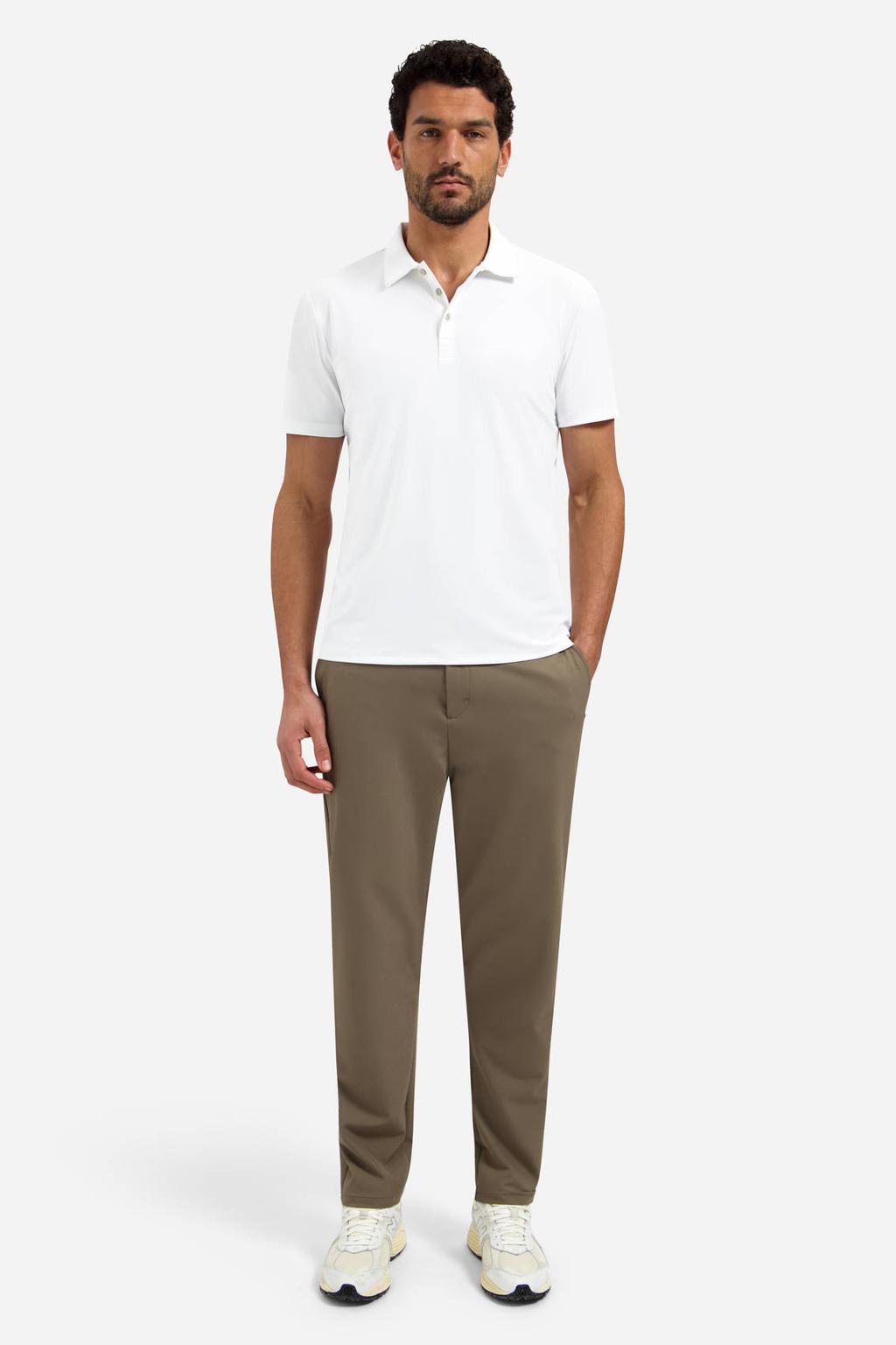Witte heren No Excess travelstof regular polo met effen, korte mouwen en knoopsluiting