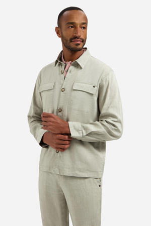 overshirt met linnen lichtkaki