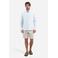 No Excess regular casual overhemd met linnen lichtblauw