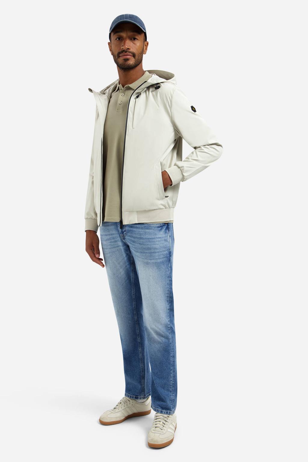 Beige heren No Excess softshell jas van polyester met effen, lange mouwen, capuchon, ritssluiting en geribde boorden
