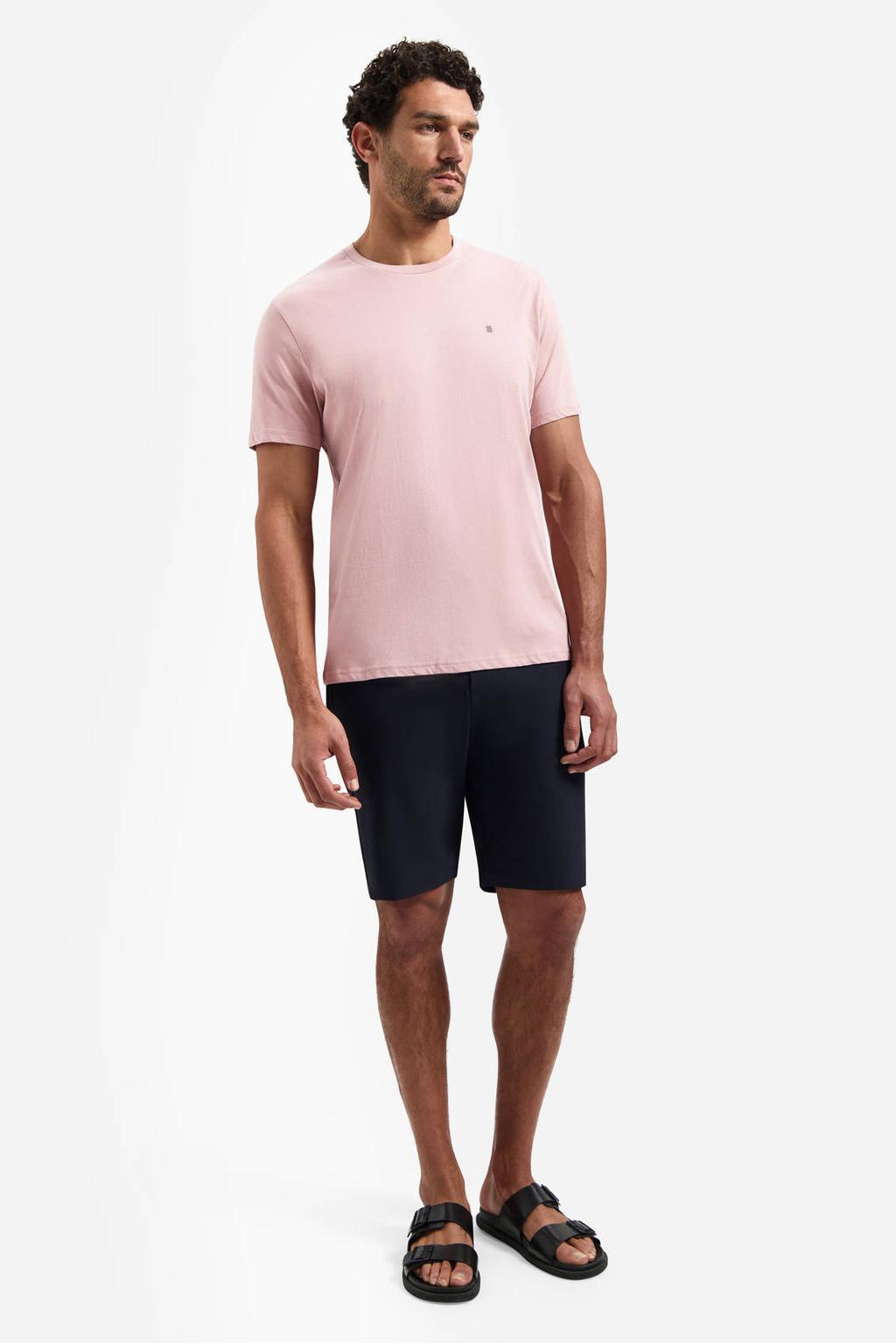 Roze heren No Excess regular T-shirt van katoen met effen, korte mouwen en ronde hals