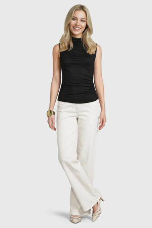 jersey top met gedrapeerd detail zwart