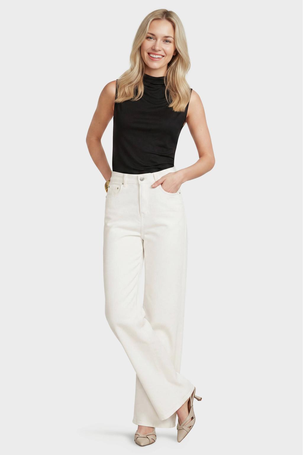 Anytime jersey top met gedrapeerd detail zwart