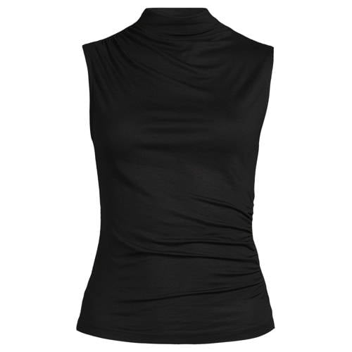 Anytime top met gedrapeerd detail zwart afbeelding