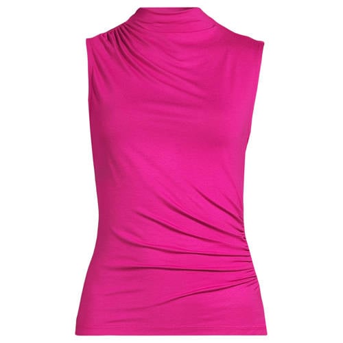 Anytime top met gedrapeerd detail fuchsia afbeelding