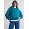 Anytime sweater met borduursel donkercyaan