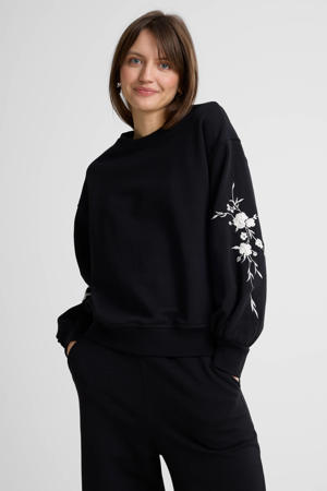 sweater met borduursel zwart