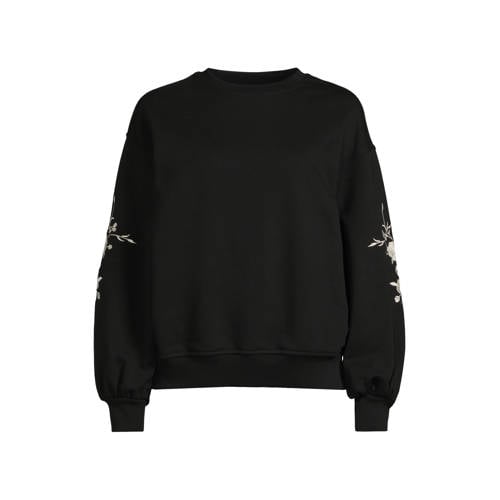 Anytime sweater met borduursel zwart afbeelding