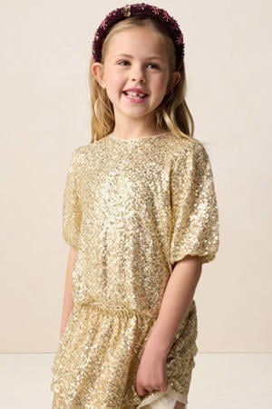 T-shirt goud met pailletten