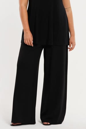 wide leg high waist broek zwart