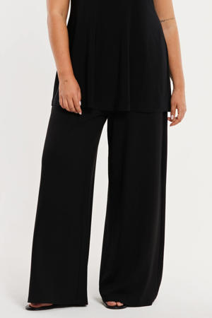 wide leg high waist broek zwart