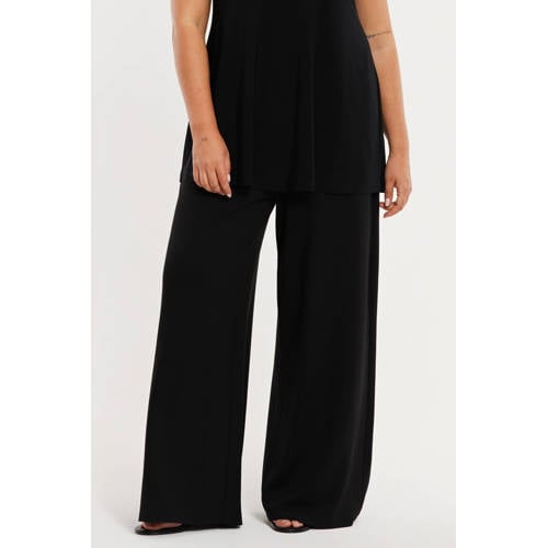 YOEK wide leg high waist broek zwart afbeelding