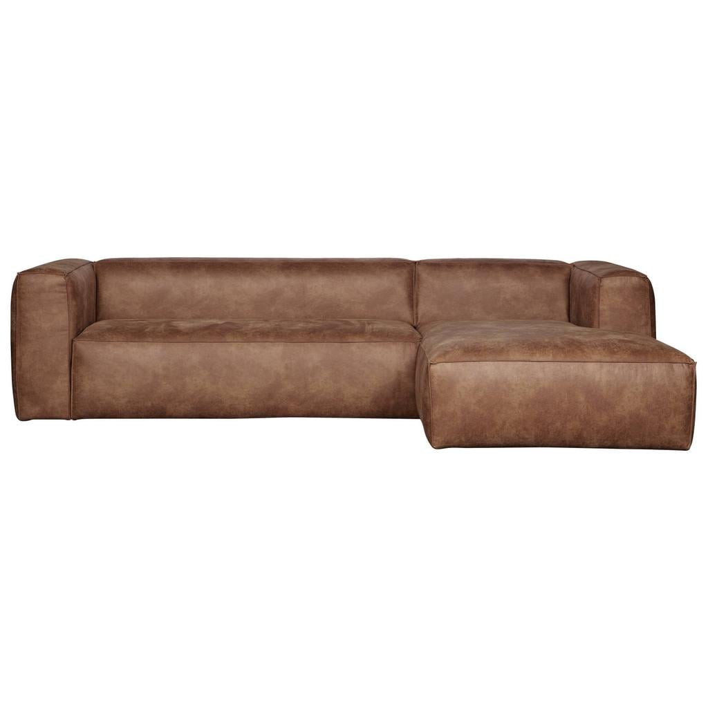 WOOOD Bean Hoekbank Rechts - Ecoleer - Cognac - 73x305x96