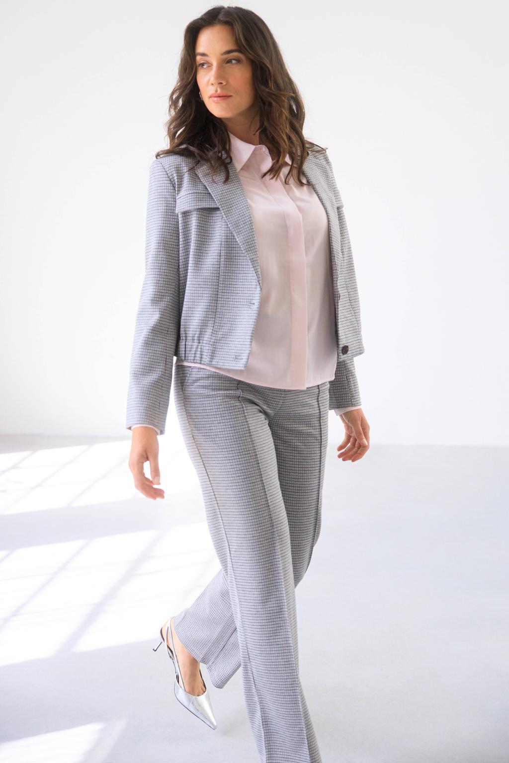 Grijs en witte dames Yest wide leg regular waist geruite broek
