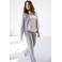 Yest wide leg regular waist geruite broek grijs