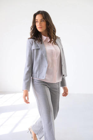 geruit cropped blazer grijs