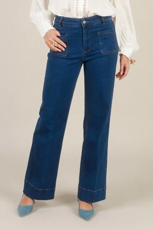 wide leg jeans dark blue denim