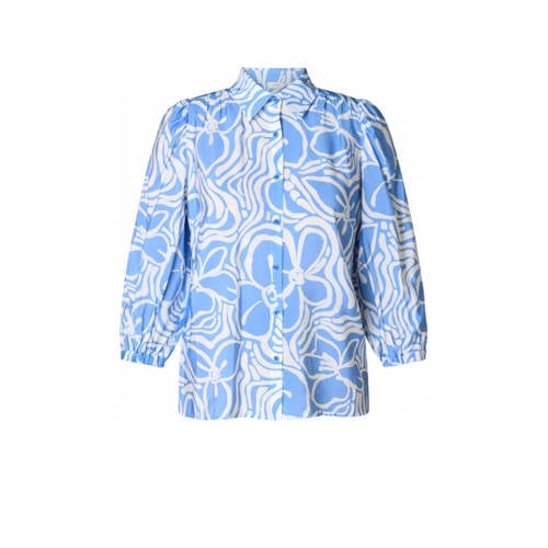 Yest gebloemde blouse blauw afbeelding