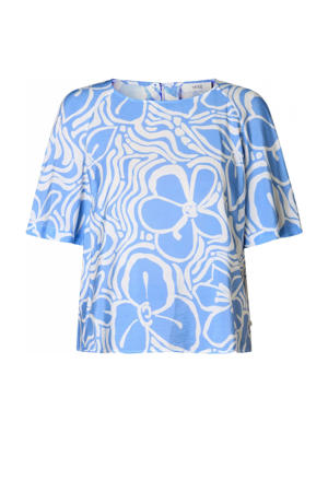 gebloemde blousetop blauw