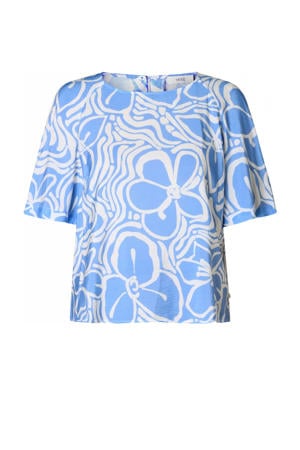 gebloemde blousetop blauw