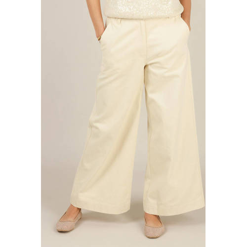 Yest wide leg regular waist broek ecru afbeelding
