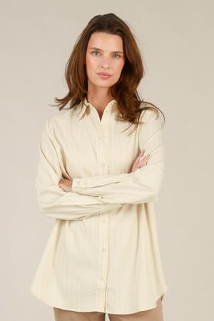 gestreepte blouse ecru met lurex